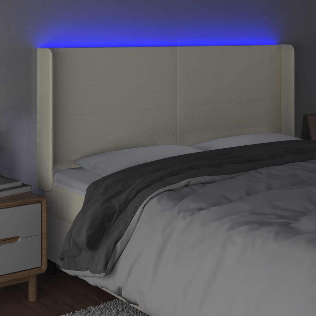 LED Kopfteil Creme 183x16x118/128 cm Kunstleder