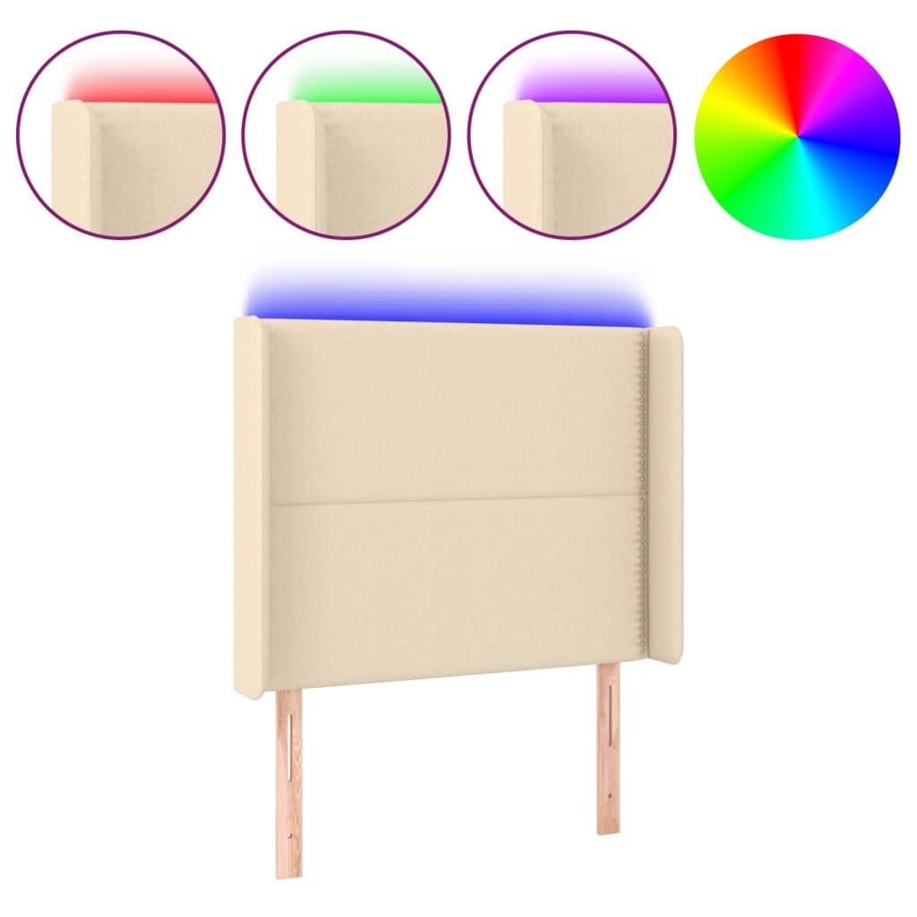 LED Kopfteil Creme 103x16x118/128 cm Stoff