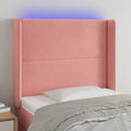 LED Kopfteil Rosa 83x16x118/128 cm Samt