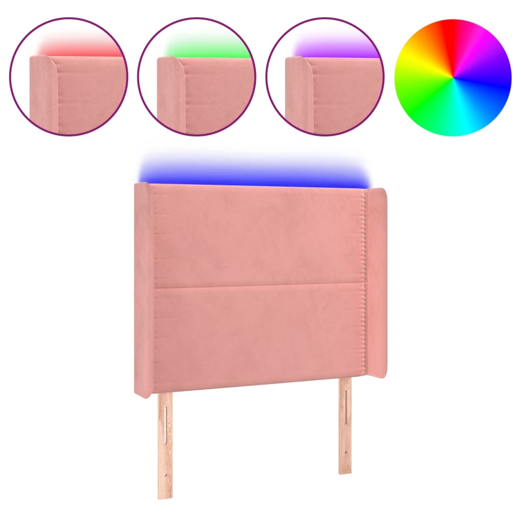 LED Kopfteil Rosa 93x16x118/128 cm Samt