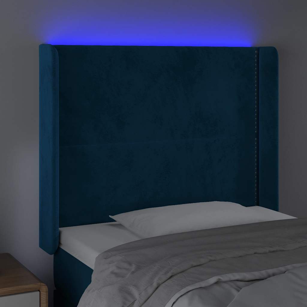 LED Kopfteil Dunkelblau 103x16x118/128 cm Samt