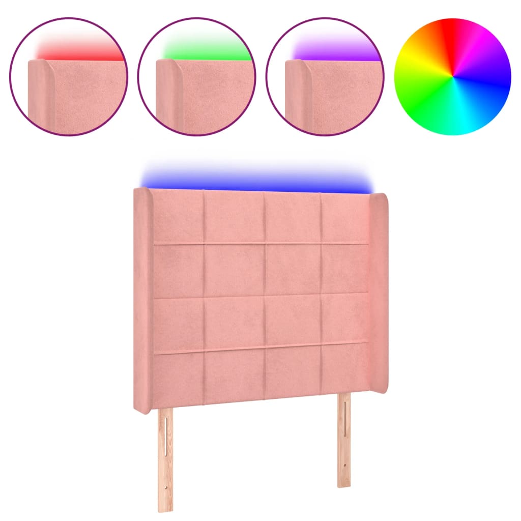 LED Kopfteil Rosa 93x16x118/128 cm Samt
