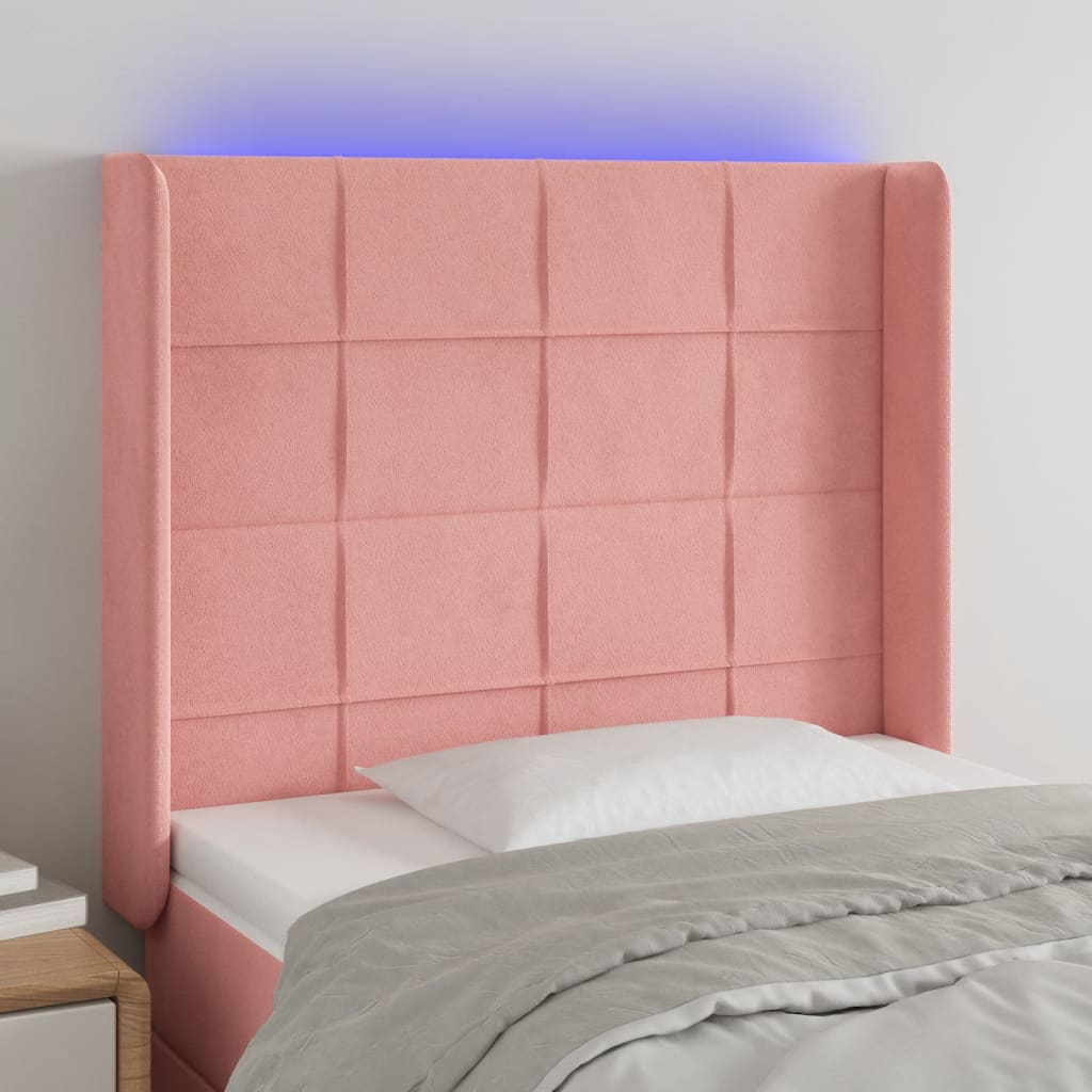 LED Kopfteil Rosa 93x16x118/128 cm Samt