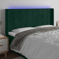 LED Kopfteil Dunkelgrün 163x16x118/128 cm Samt