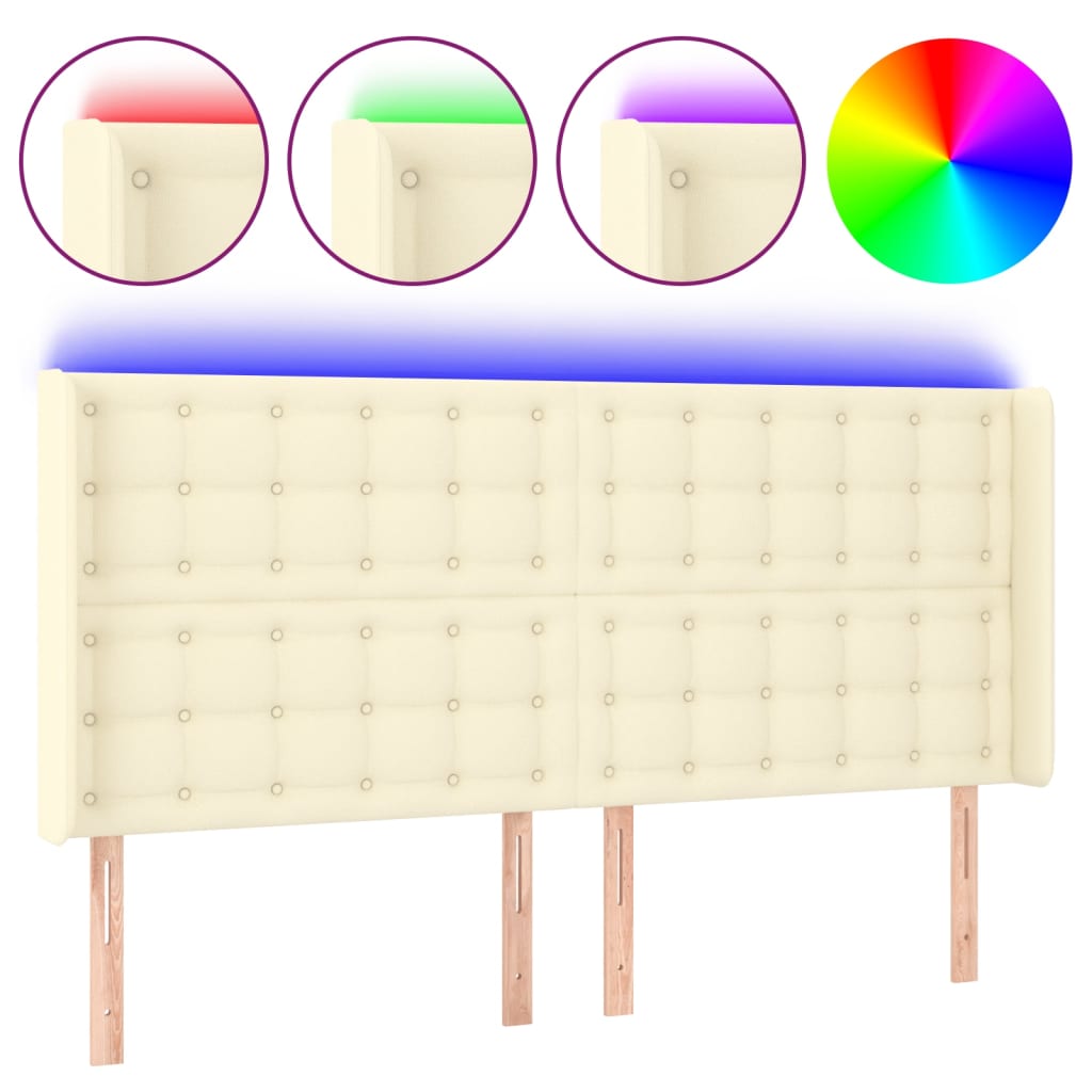 LED Kopfteil Creme 163x16x118/128 cm Kunstleder