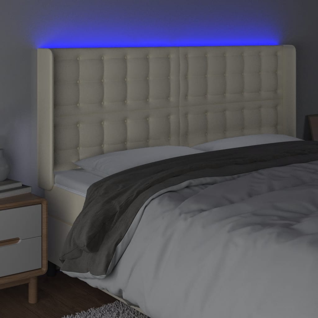 LED Kopfteil Creme 183x16x118/128 cm Kunstleder