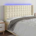 LED Kopfteil Creme 183x16x118/128 cm Kunstleder