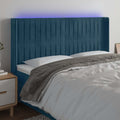 LED Kopfteil Dunkelblau 163x16x118/128 cm Samt