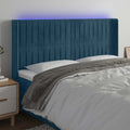 LED Kopfteil Dunkelblau 203x16x118/128 cm Samt