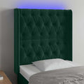 LED Kopfteil Dunkelgrün 83x16x118/128 cm Samt