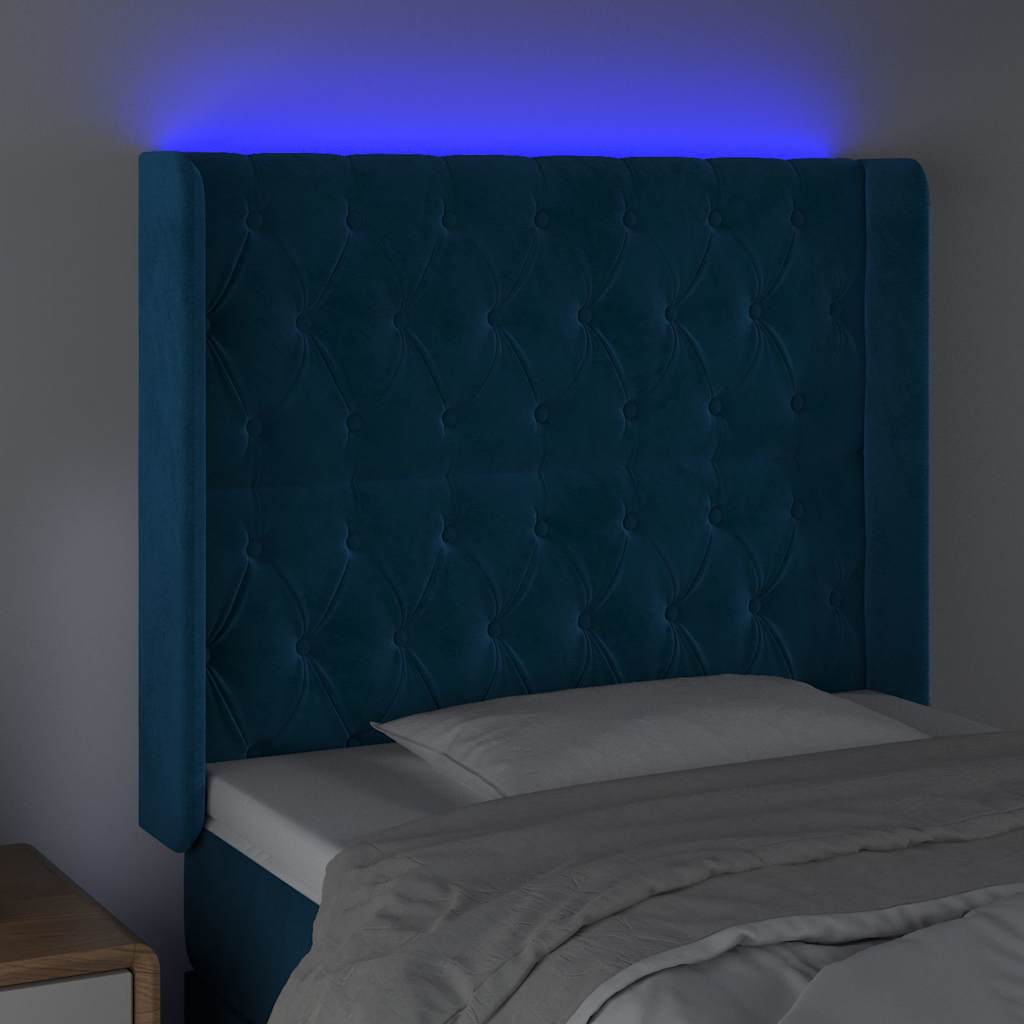 LED Kopfteil Dunkelblau 103x16x118/128 cm Samt