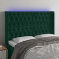 LED Kopfteil Dunkelgrün 163x16x118/128 cm Samt