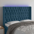 LED Kopfteil Dunkelblau 163x16x118/128 cm Samt