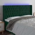 LED Kopfteil Dunkelgrün 183x16x118/128 cm Samt