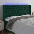 LED Kopfteil Dunkelgrün 203x16x118/128 cm Samt