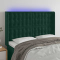 LED Kopfteil Dunkelgrün 147x16x118/128 cm Samt