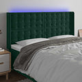LED Kopfteil Dunkelgrün 163x16x118/128 cm Samt