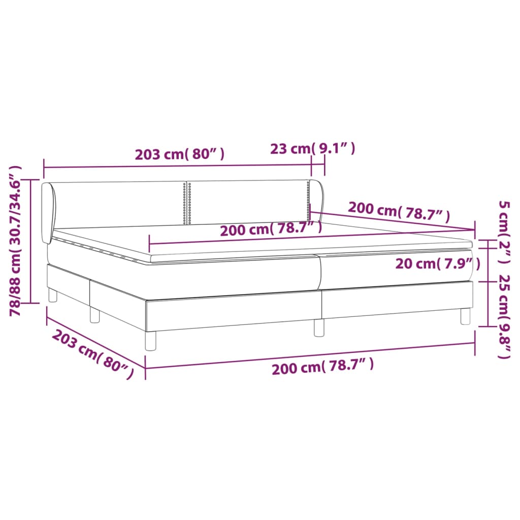 Boxspringbett mit Matratze Dunkelgrau 200x200 cm Stoff