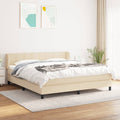 Boxspringbett mit Matratze Creme 160x200 cm Stoff