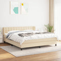 Boxspringbett mit Matratze Creme 160x200 cm Stoff