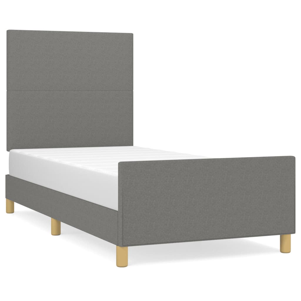 Bettgestell ohne Matratze Dunkelgrau 100x200 cm Stoff