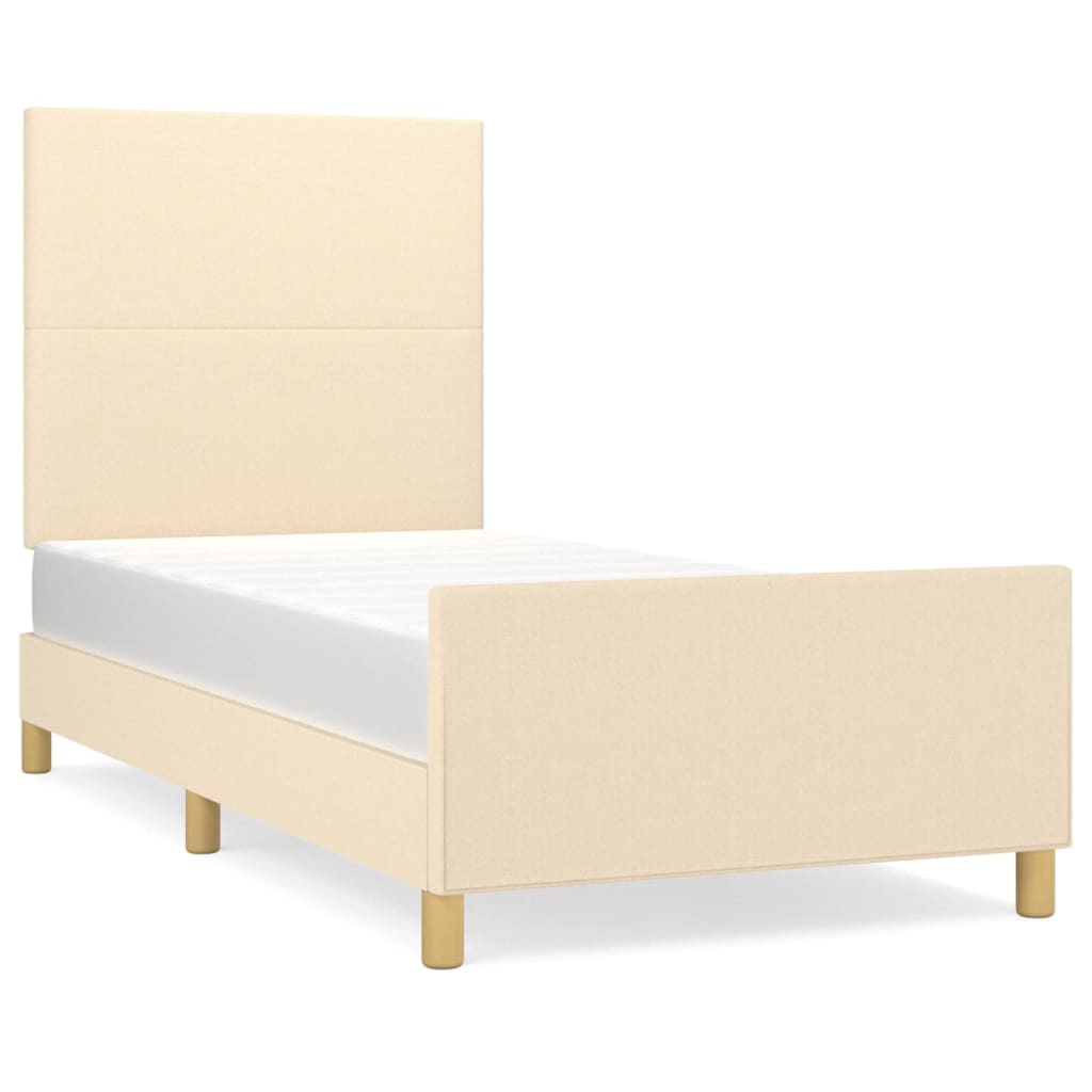 Bettgestell ohne Matratze Creme 100x200 cm Stoff
