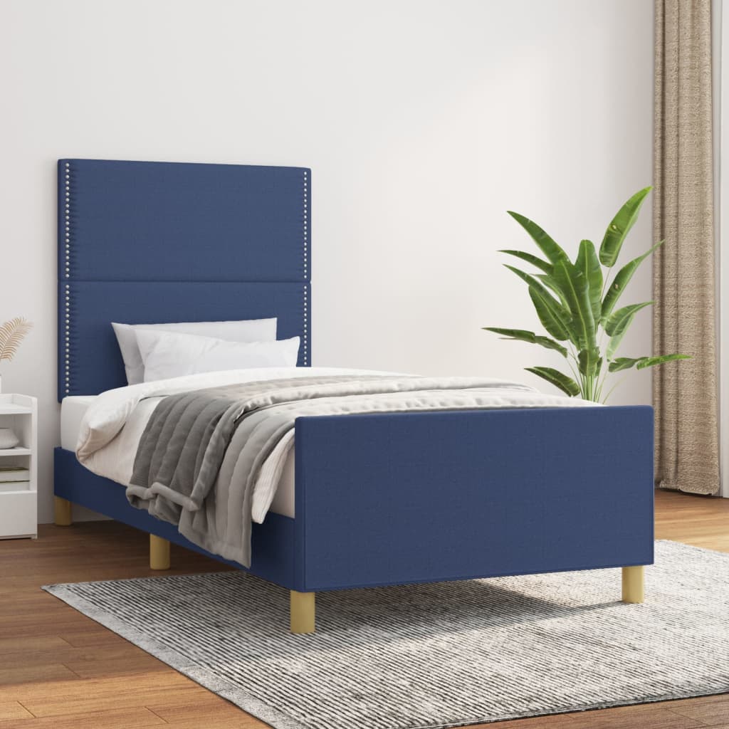 Bettgestell ohne Matratze Blau 80x200 cm Stoff