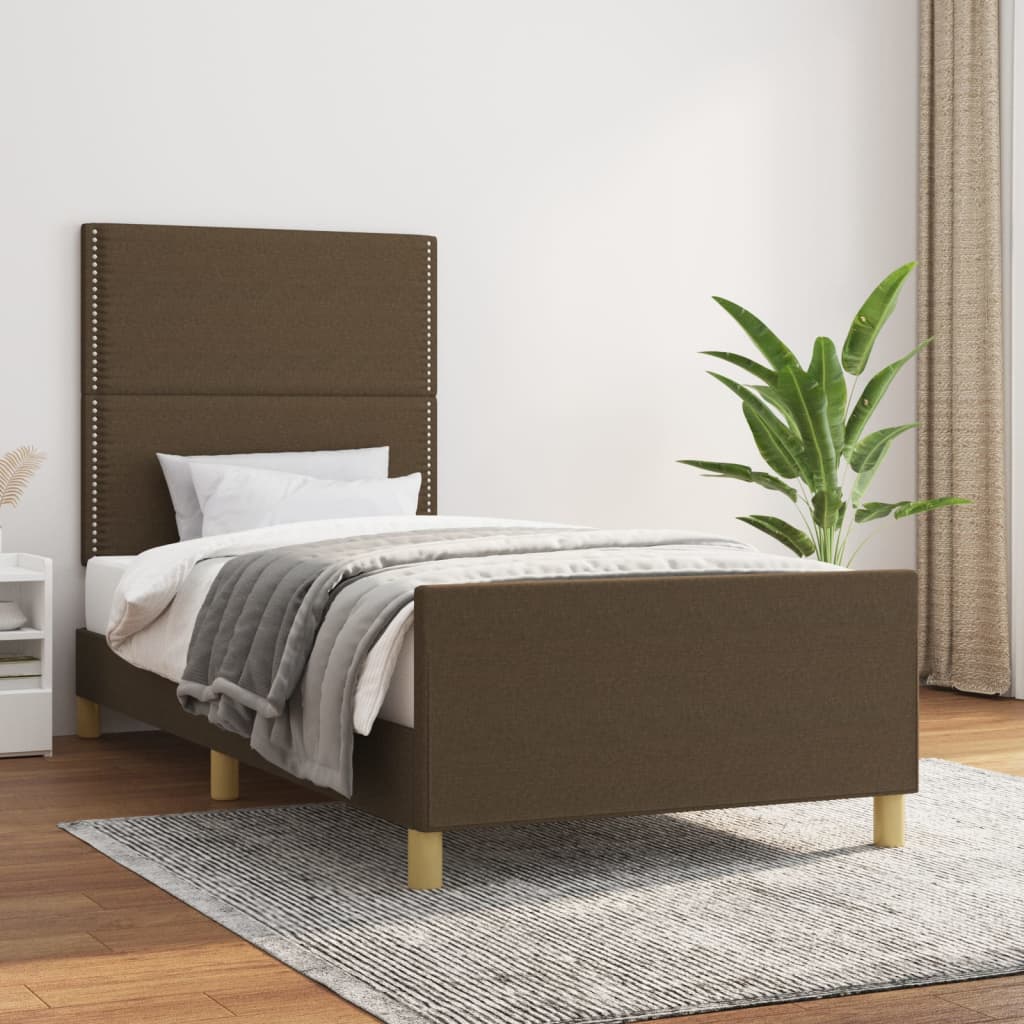Bettgestell ohne Matratze Dunkelbraun 90x190 cm Stoff