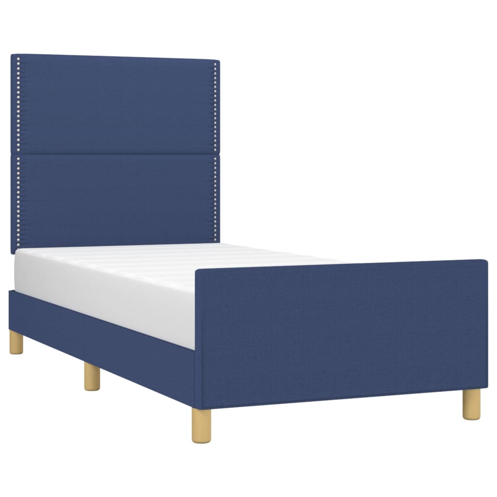 Bettgestell ohne Matratze Blau 90x190 cm Stoff