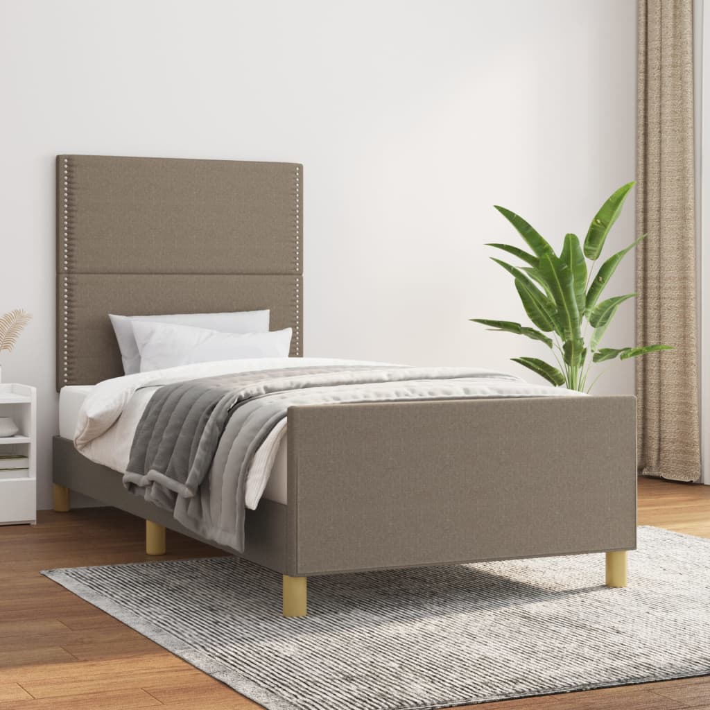 Bettgestell ohne Matratze Taupe 90x200 cm Stoff
