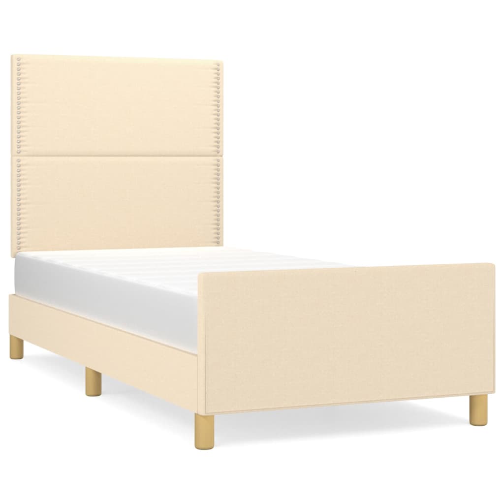 Bettgestell ohne Matratze Creme 90x200 cm Stoff