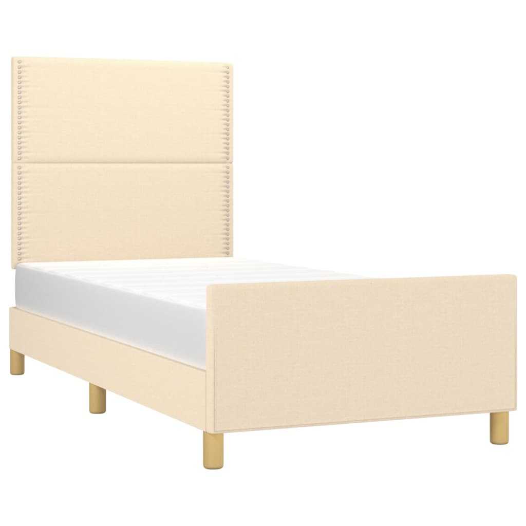 Bettgestell ohne Matratze Creme 90x200 cm Stoff