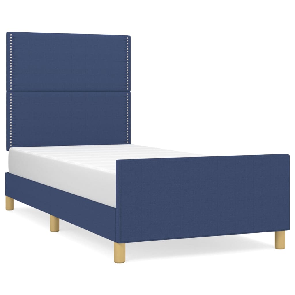 Bettgestell ohne Matratze Blau 90x200 cm Stoff