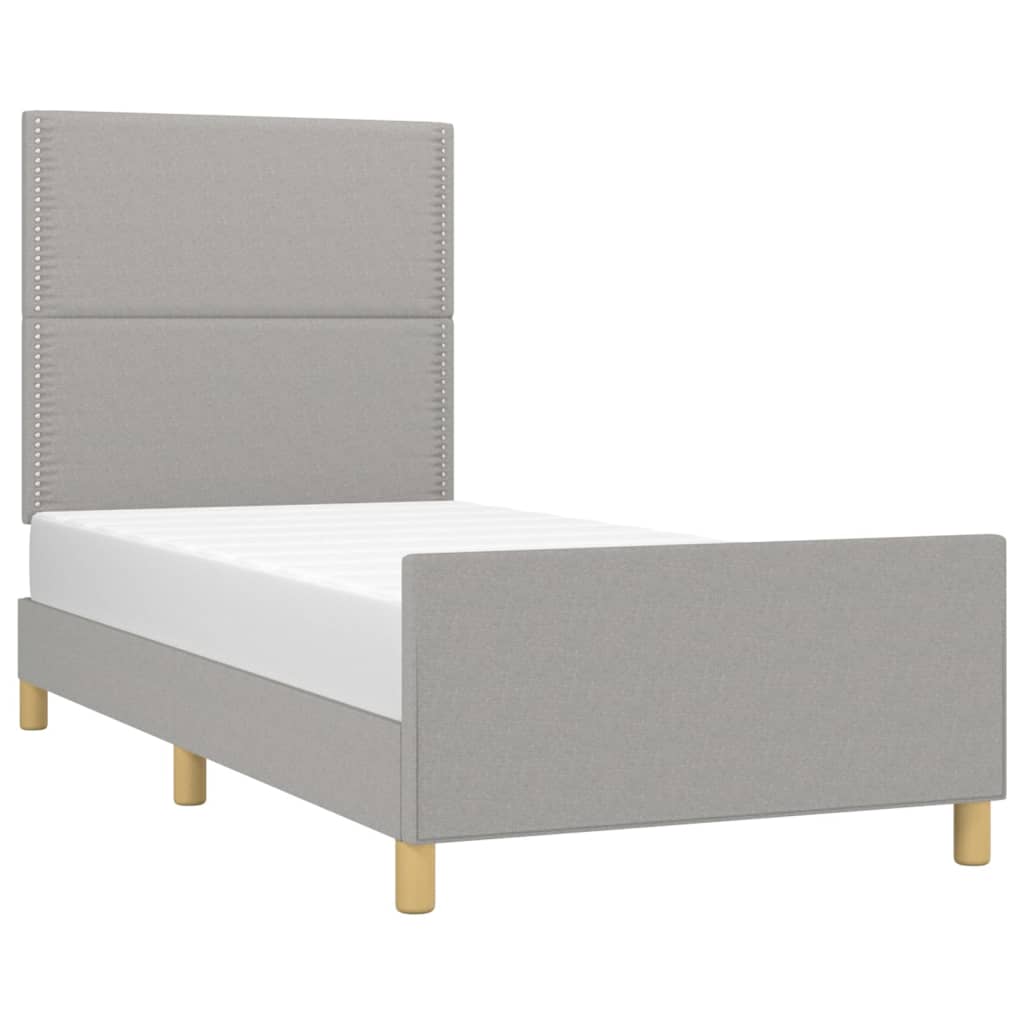Bettgestell ohne Matratze Hellgrau 100x200 cm Stoff