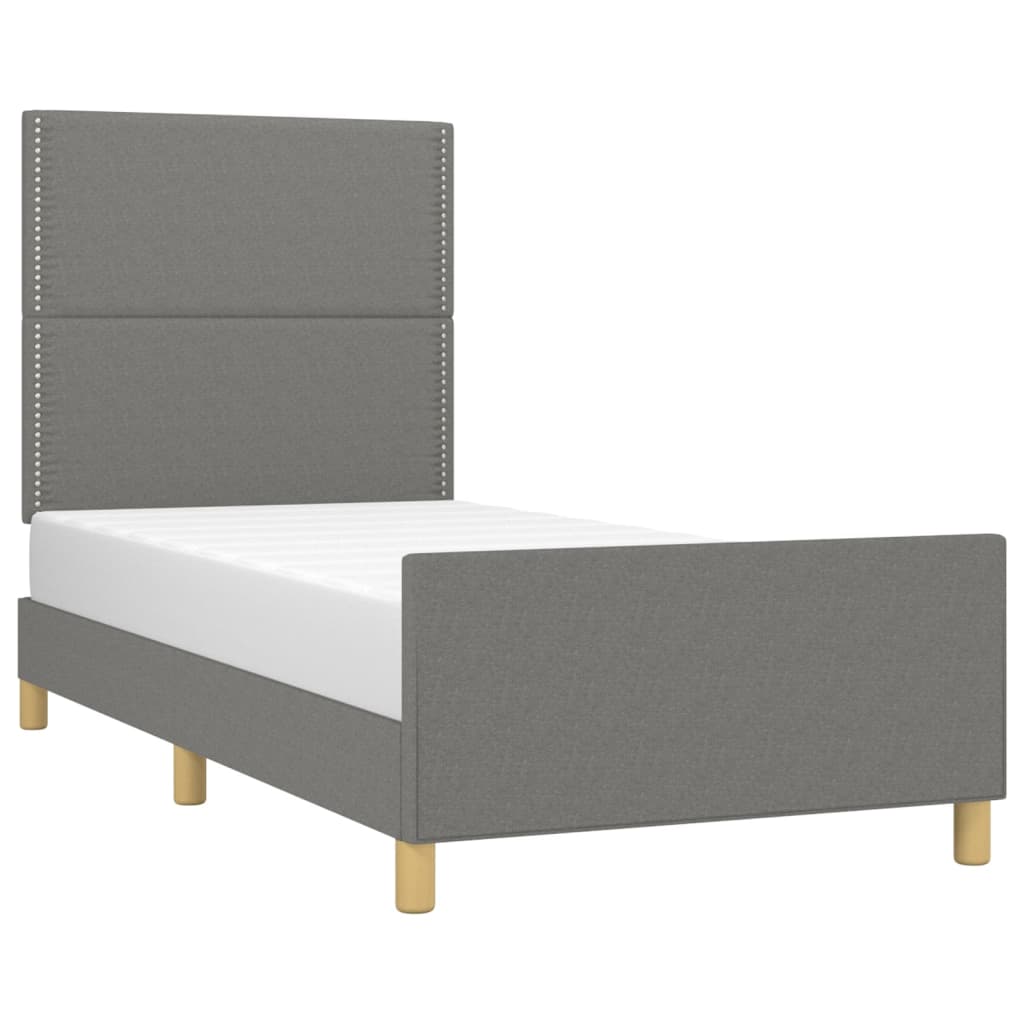 Bettgestell ohne Matratze Dunkelgrau 100x200 cm Stoff