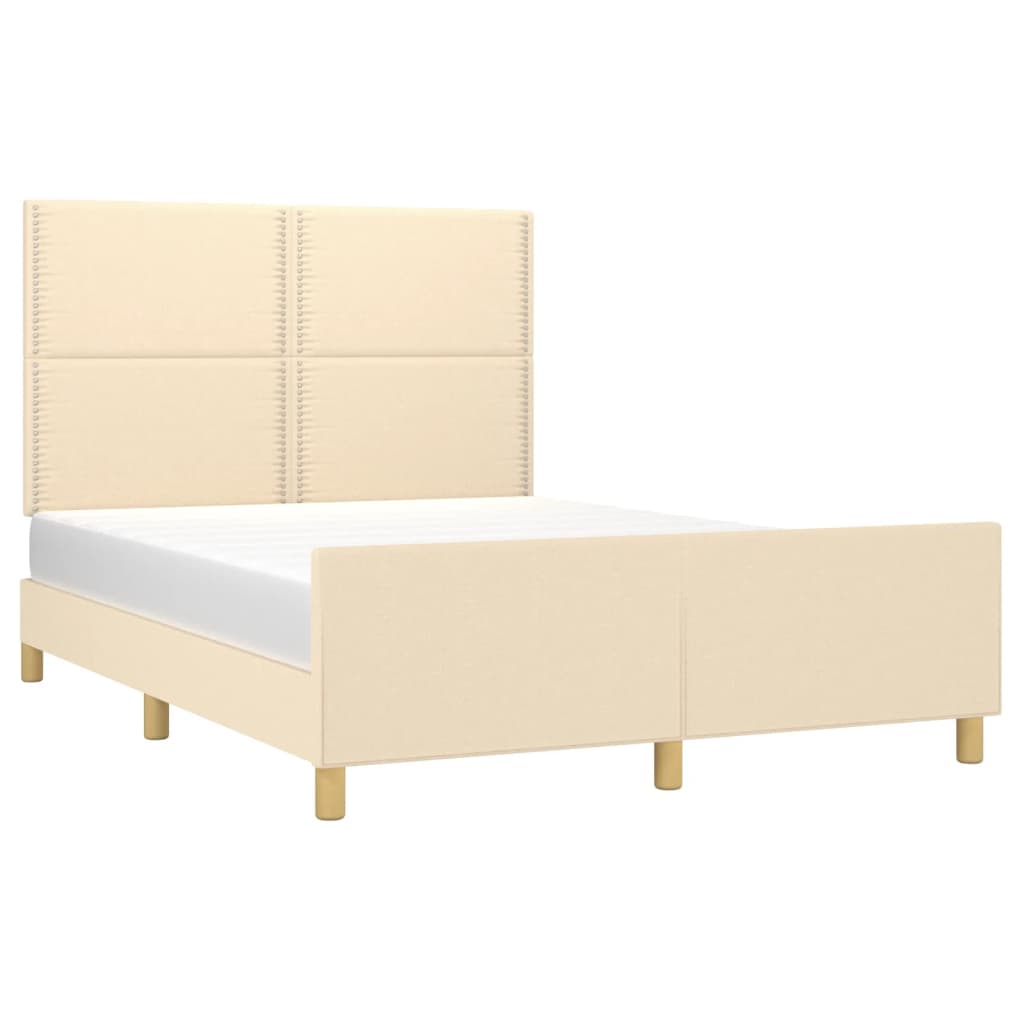Bettgestell ohne Matratze Creme 140x190 cm Stoff