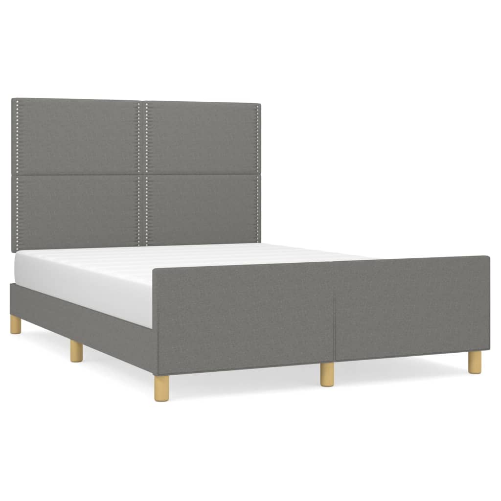 Bettgestell ohne Matratze Dunkelgrau 140x200 cm Stoff