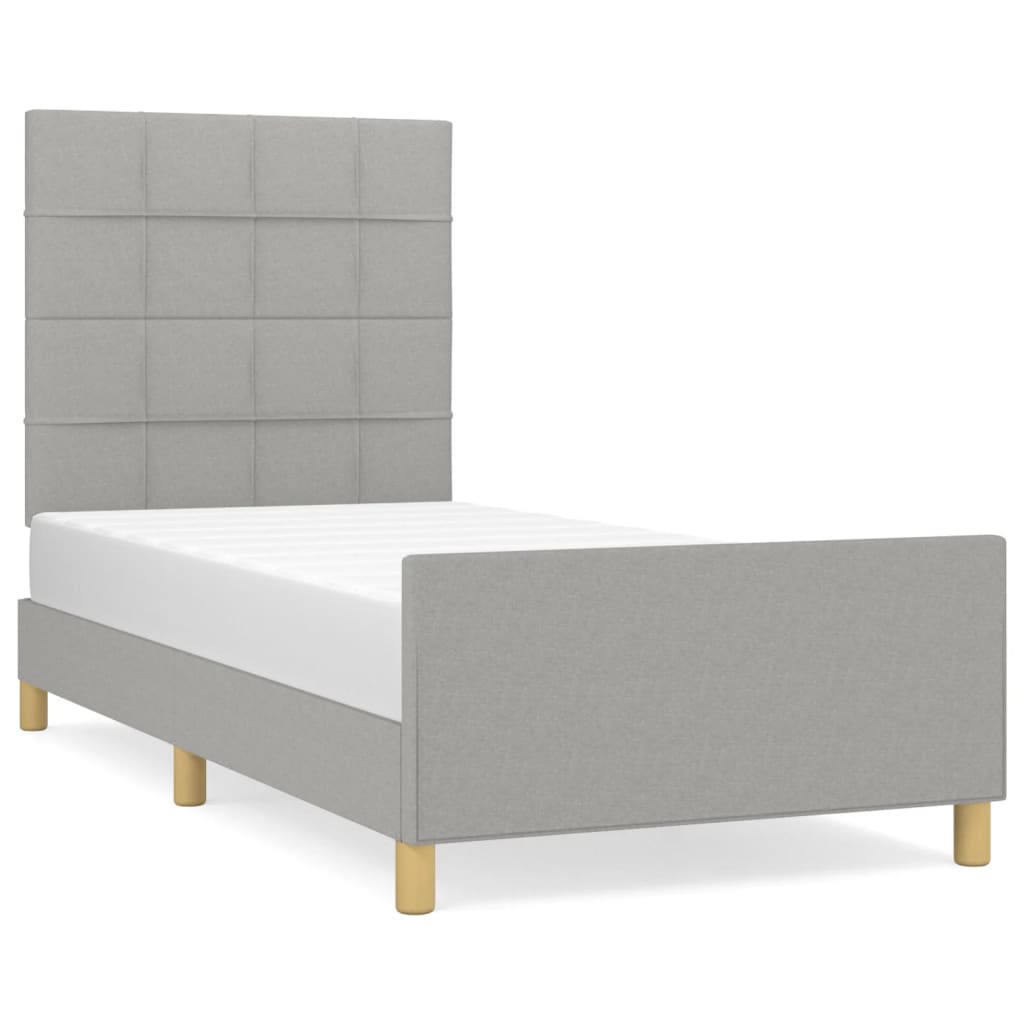 Bettgestell ohne Matratze Hellgrau 100x200 cm Stoff