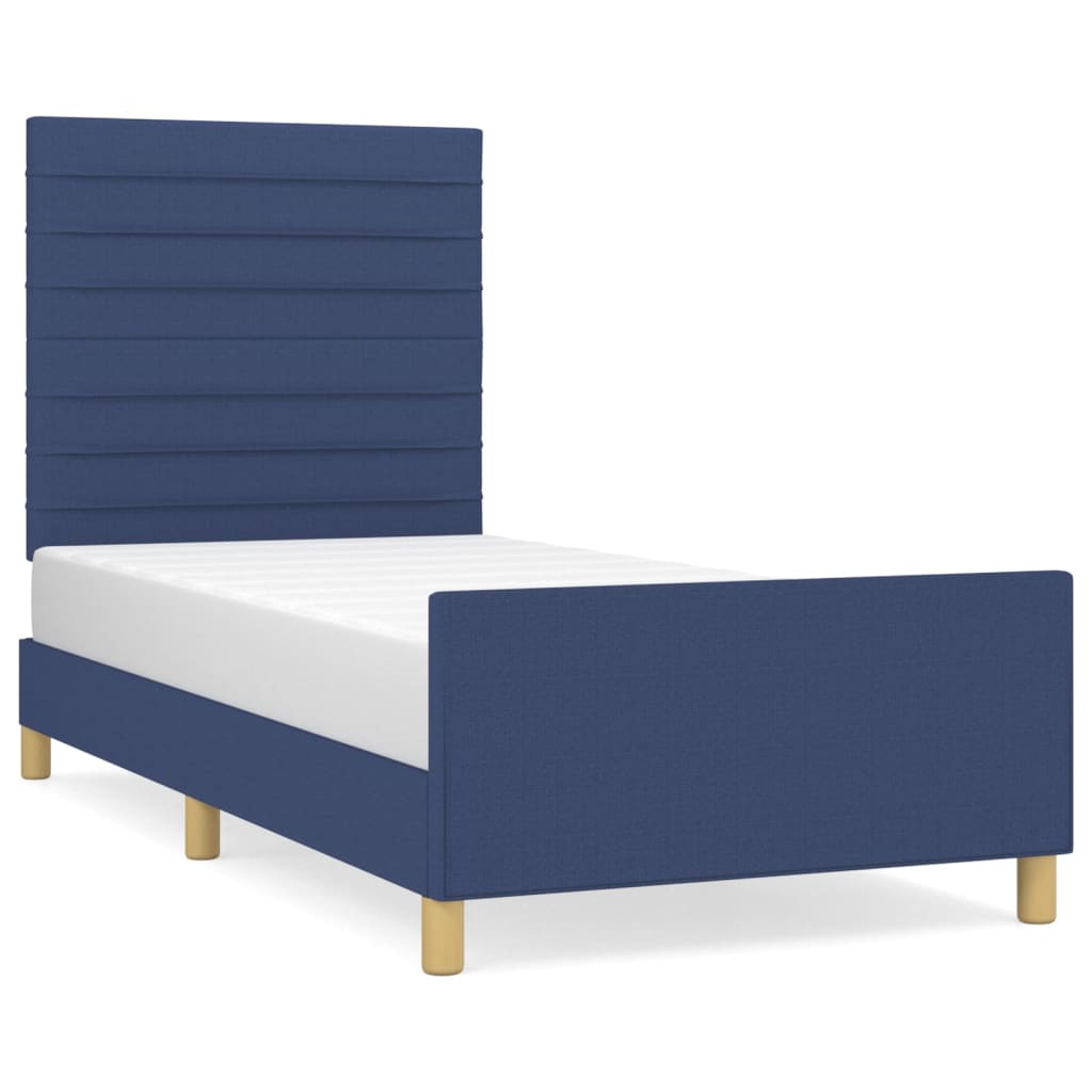 Bettgestell ohne Matratze Blau 100x200 cm Stoff