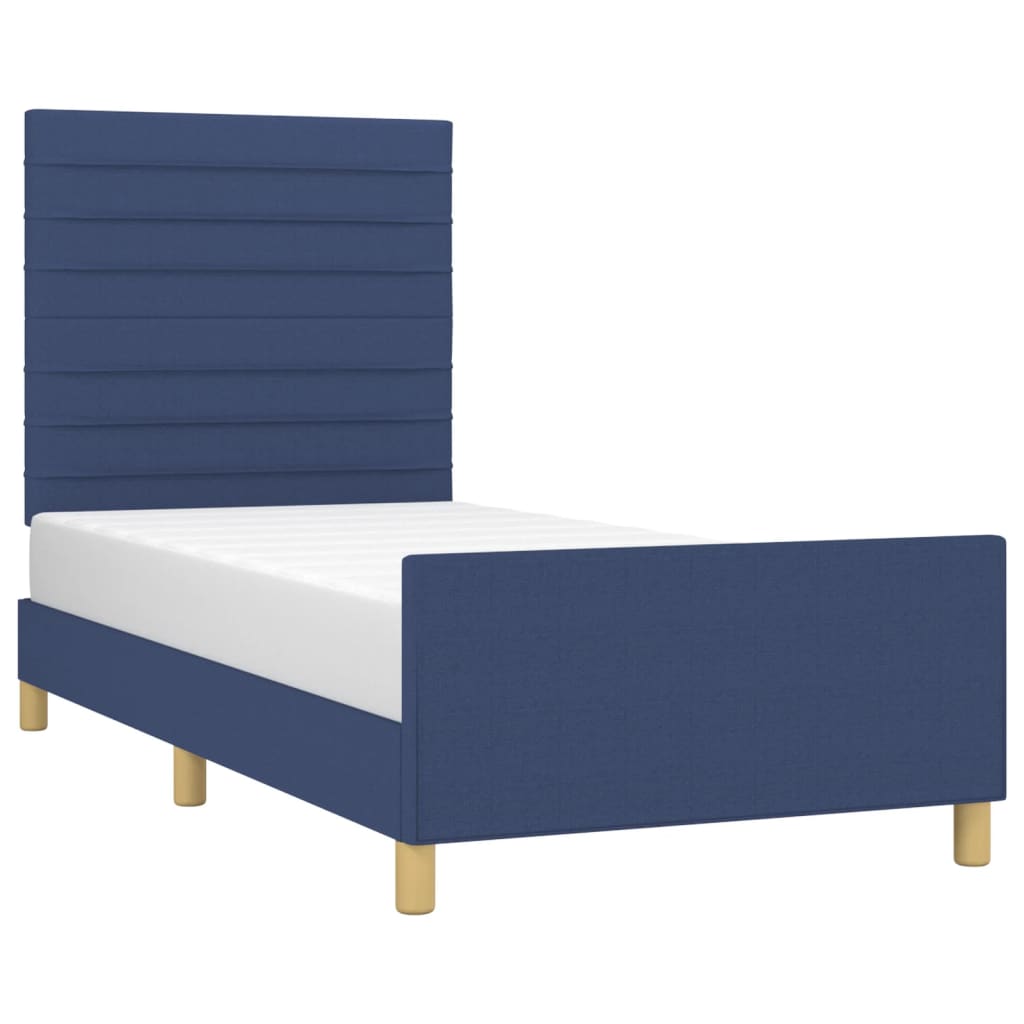 Bettgestell ohne Matratze Blau 100x200 cm Stoff