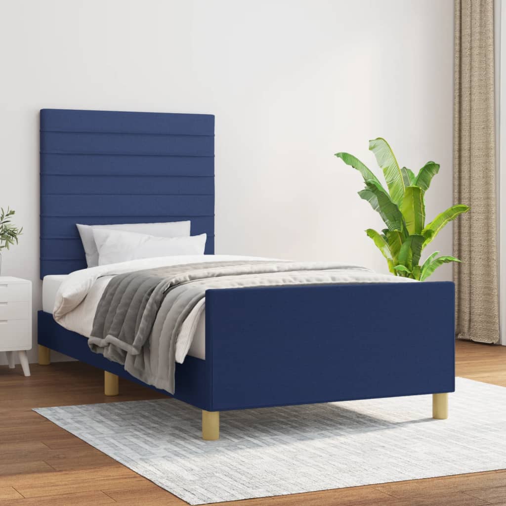 Bettgestell ohne Matratze Blau 100x200 cm Stoff