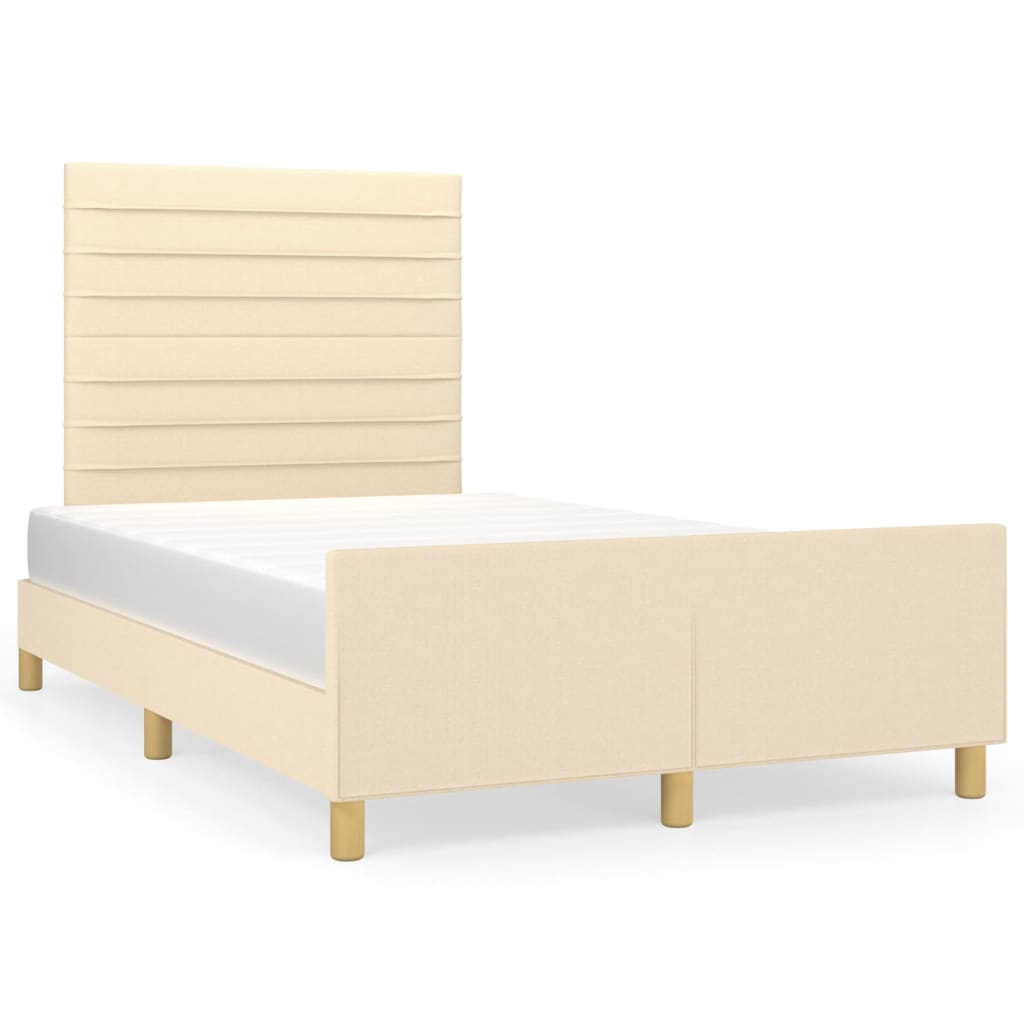 Bettgestell ohne Matratze Creme 120x200 cm Stoff