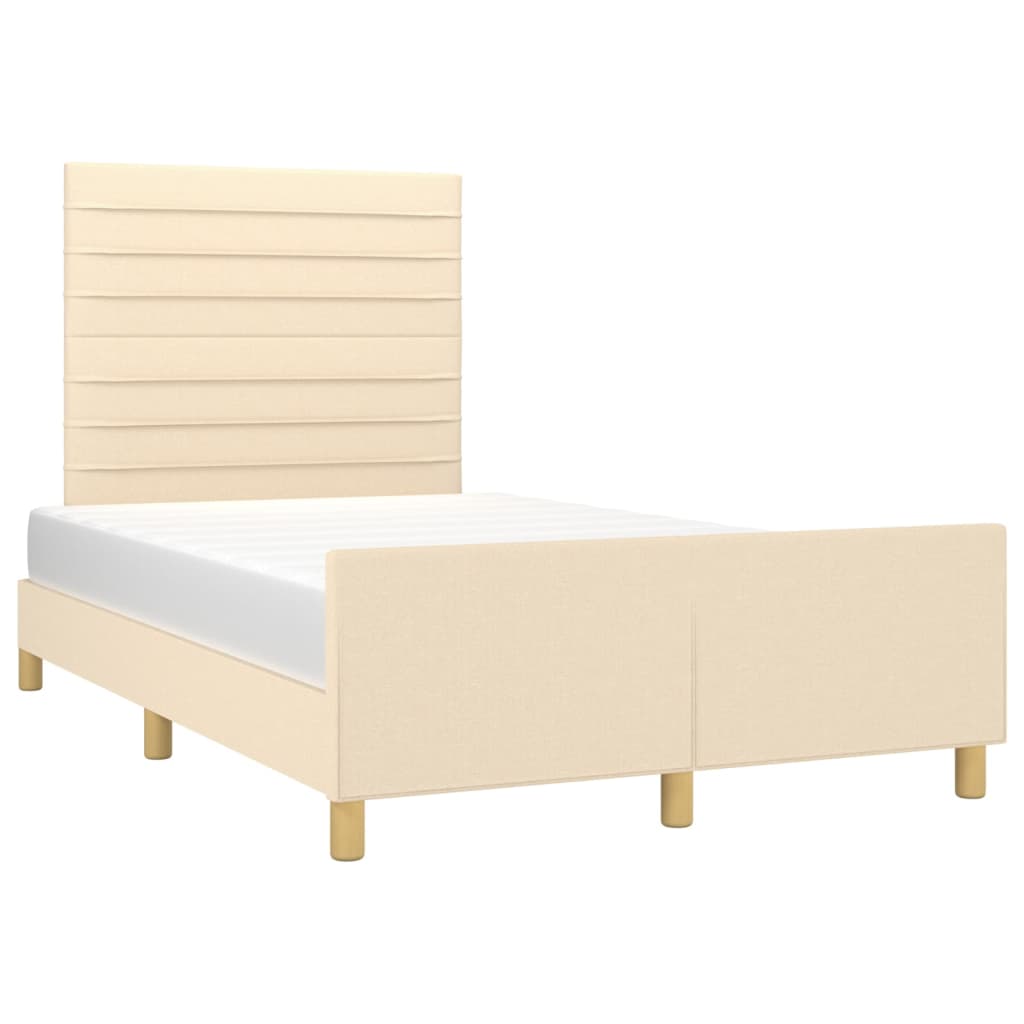 Bettgestell ohne Matratze Creme 120x200 cm Stoff