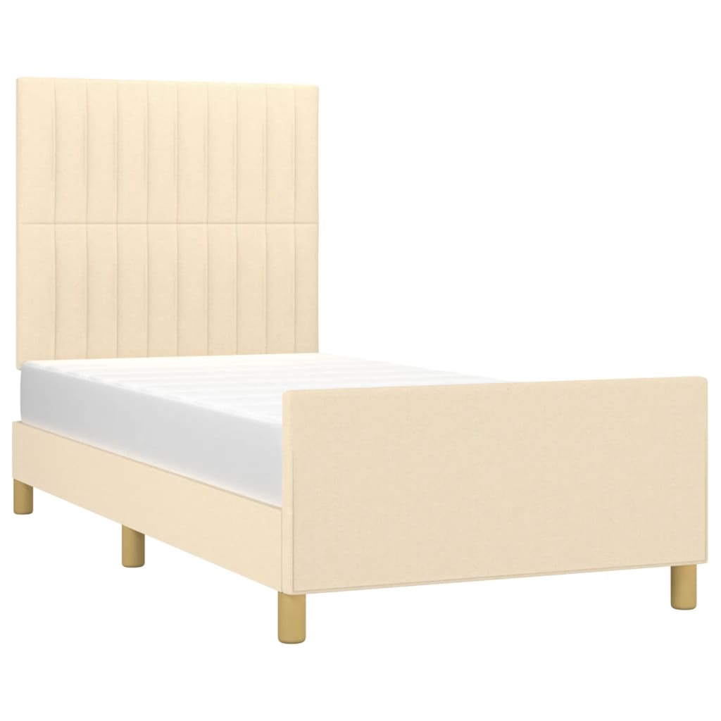 Bettgestell ohne Matratze Creme 80x200 cm Stoff