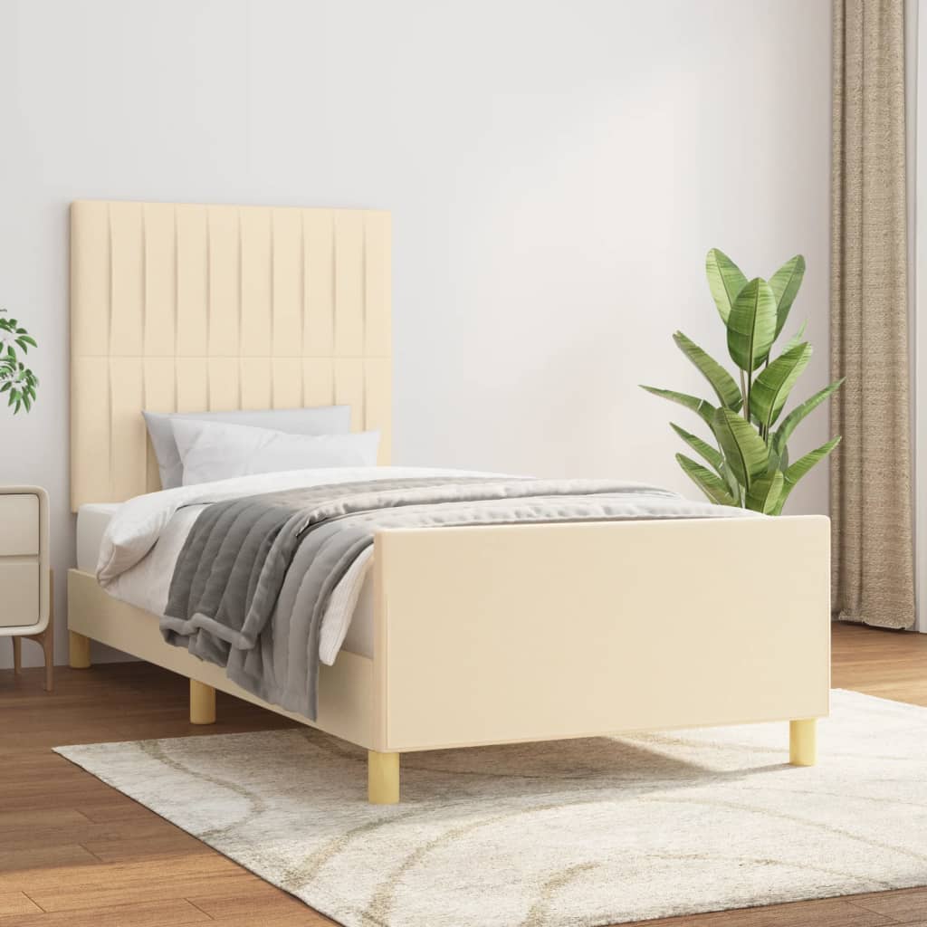 Bettgestell ohne Matratze Creme 80x200 cm Stoff