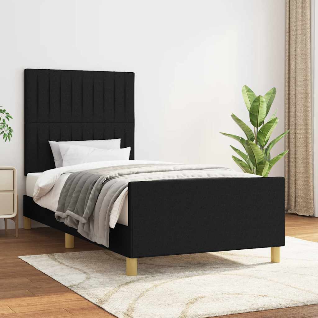 Bettgestell ohne Matratze Schwarz 90x190 cm Stoff