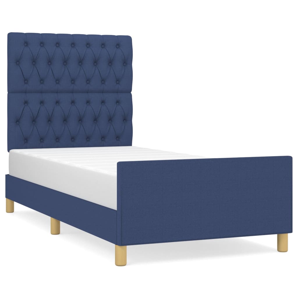 Bettgestell ohne Matratze Blau 90x190 cm Stoff