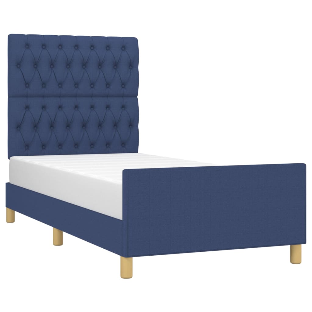 Bettgestell ohne Matratze Blau 90x190 cm Stoff