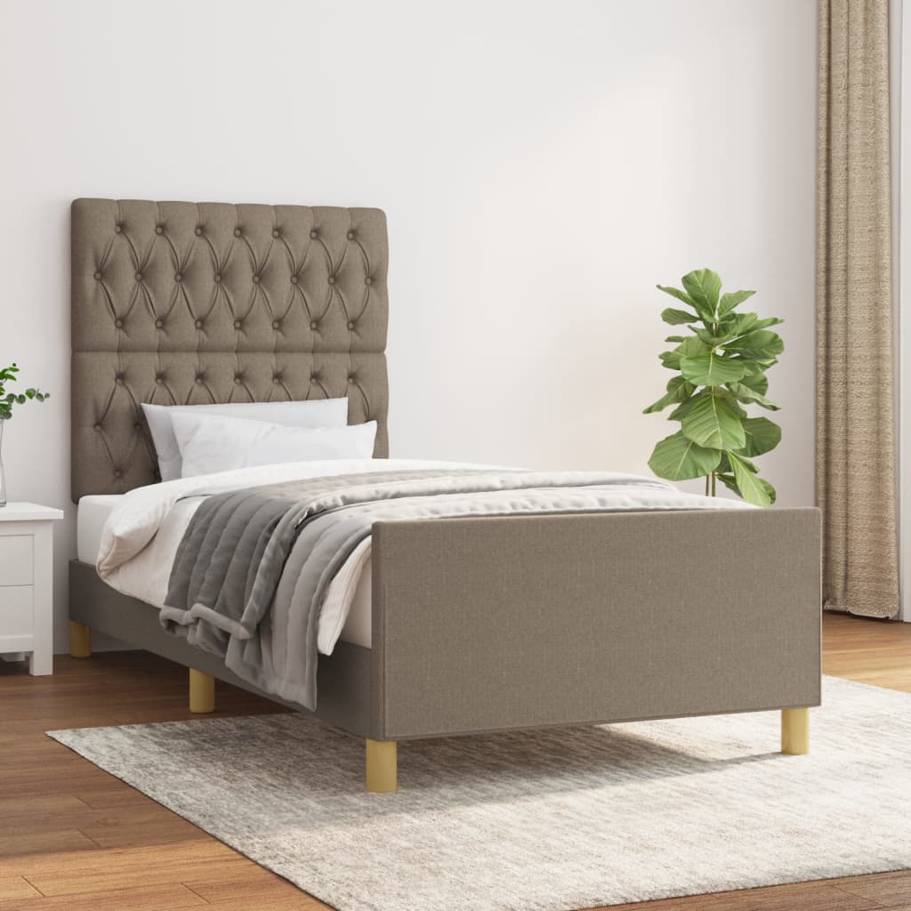 Bettgestell ohne Matratze Taupe 90x200 cm Stoff