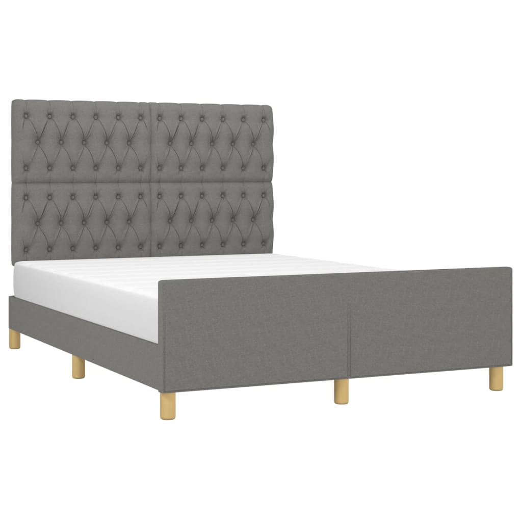 Bettgestell ohne Matratze Dunkelgrau 140x200 cm Stoff